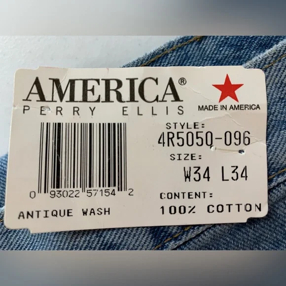 Vintage Perry Ellis America Relaxed Fit Denim Vintage, Antique Wash NWT Rare! - Picture 3 of 16
